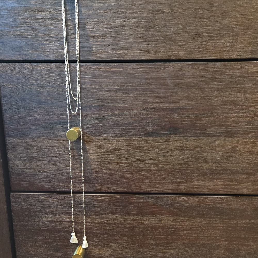 Elegant Silver  Necklace with Tassel Accents